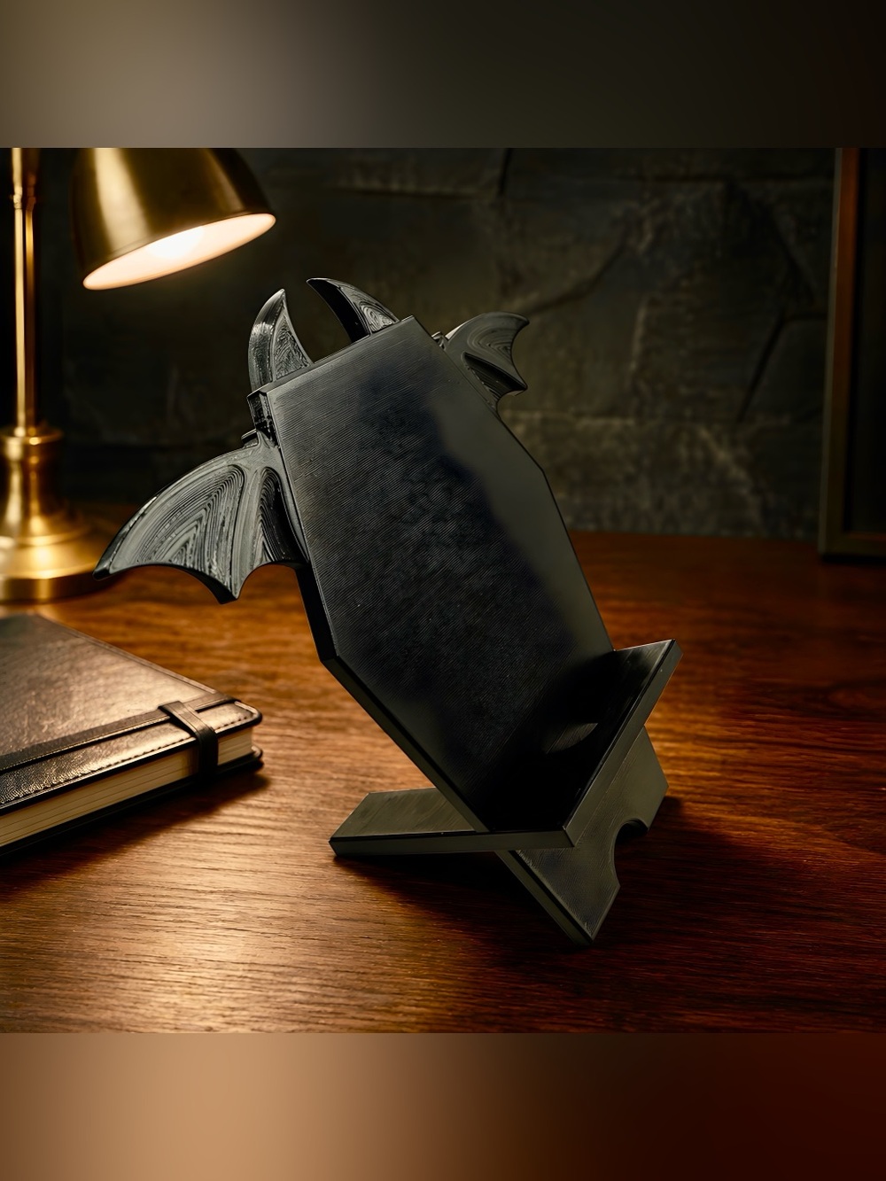 Bat - Coffin Shaped Phone or Tablet Stand in Black